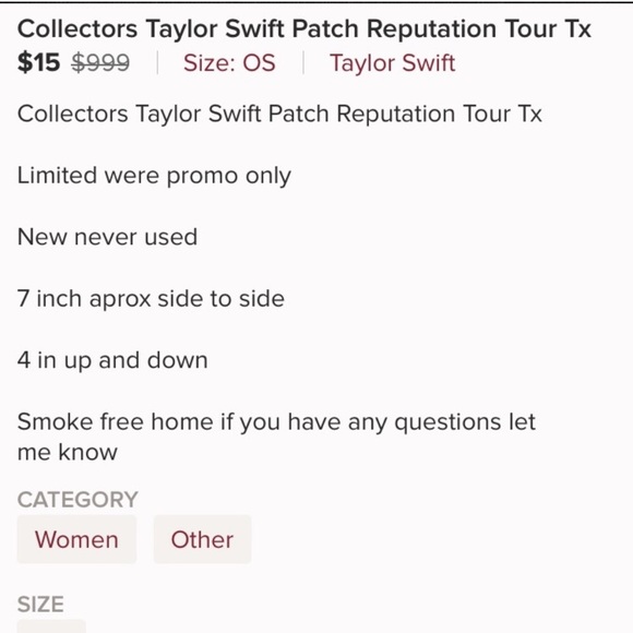 Rare Last One Patch Taylor Swift Reputation Tx - Picture 5 of 5